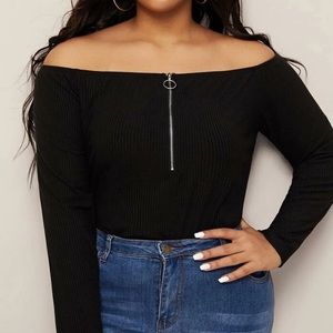 NEW off shoulder zip detail top